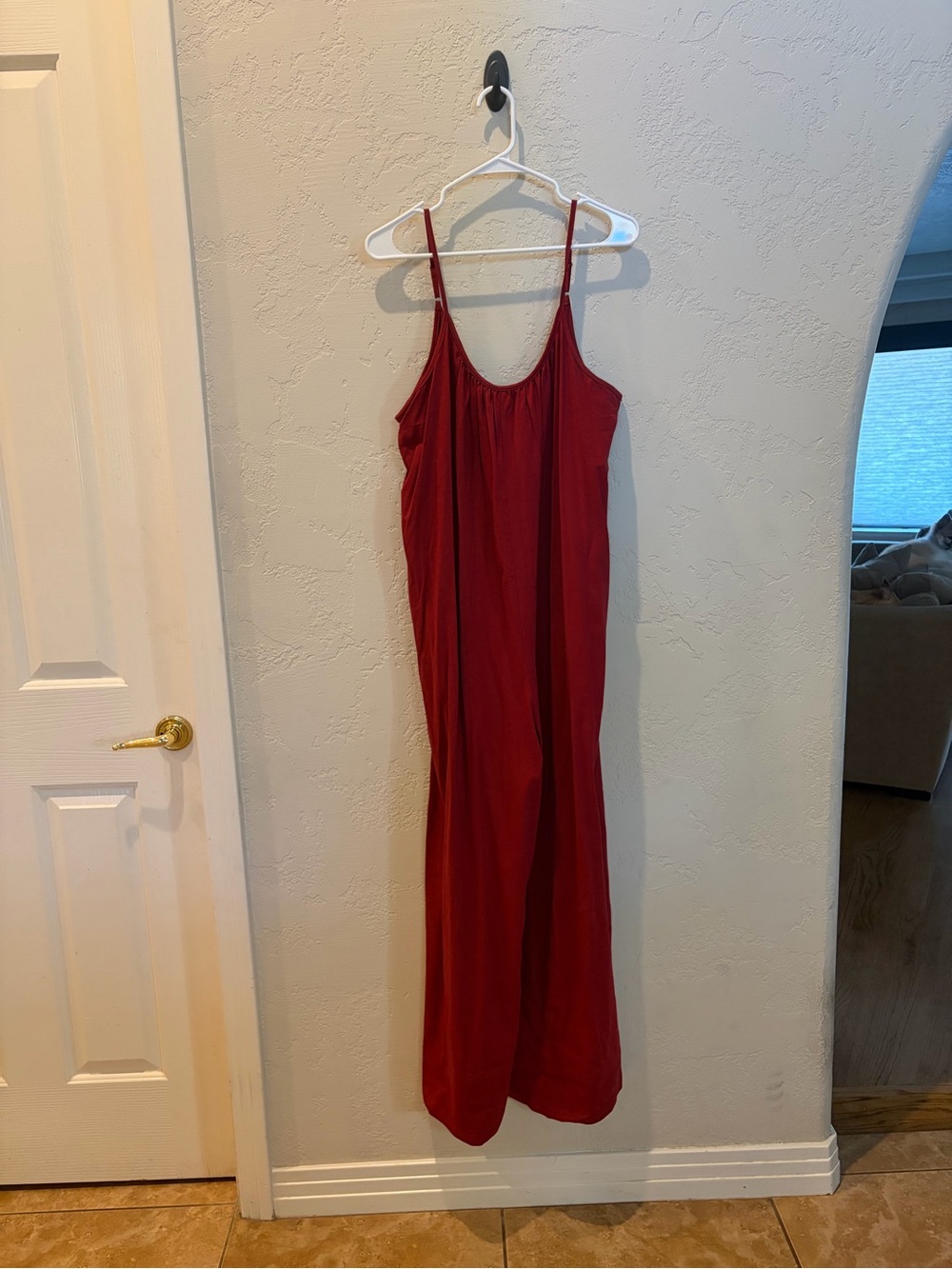 Red Sleeveless Jumpsuit - Classic Spaghetti Strap Style